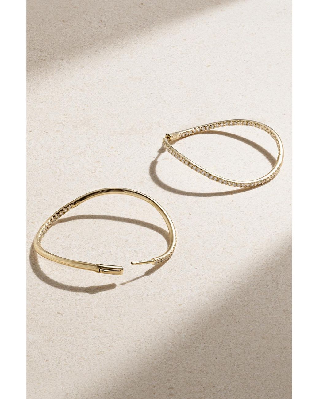 Anita Ko Natural Twisted 18-Karat Diamond Hoop Earrings