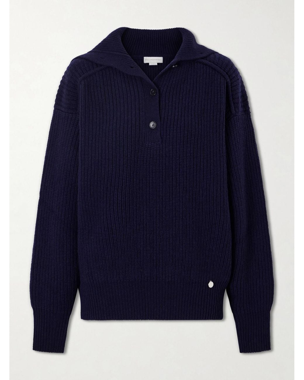 Stella McCartney Blue Ribbed-Knit Cashmere And Wool-Blend Turtleneck Sweater