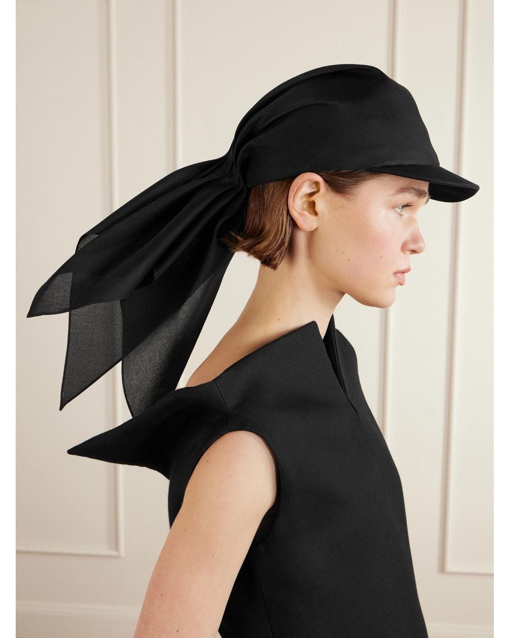 Balenciaga Black Silk-Voile Cap