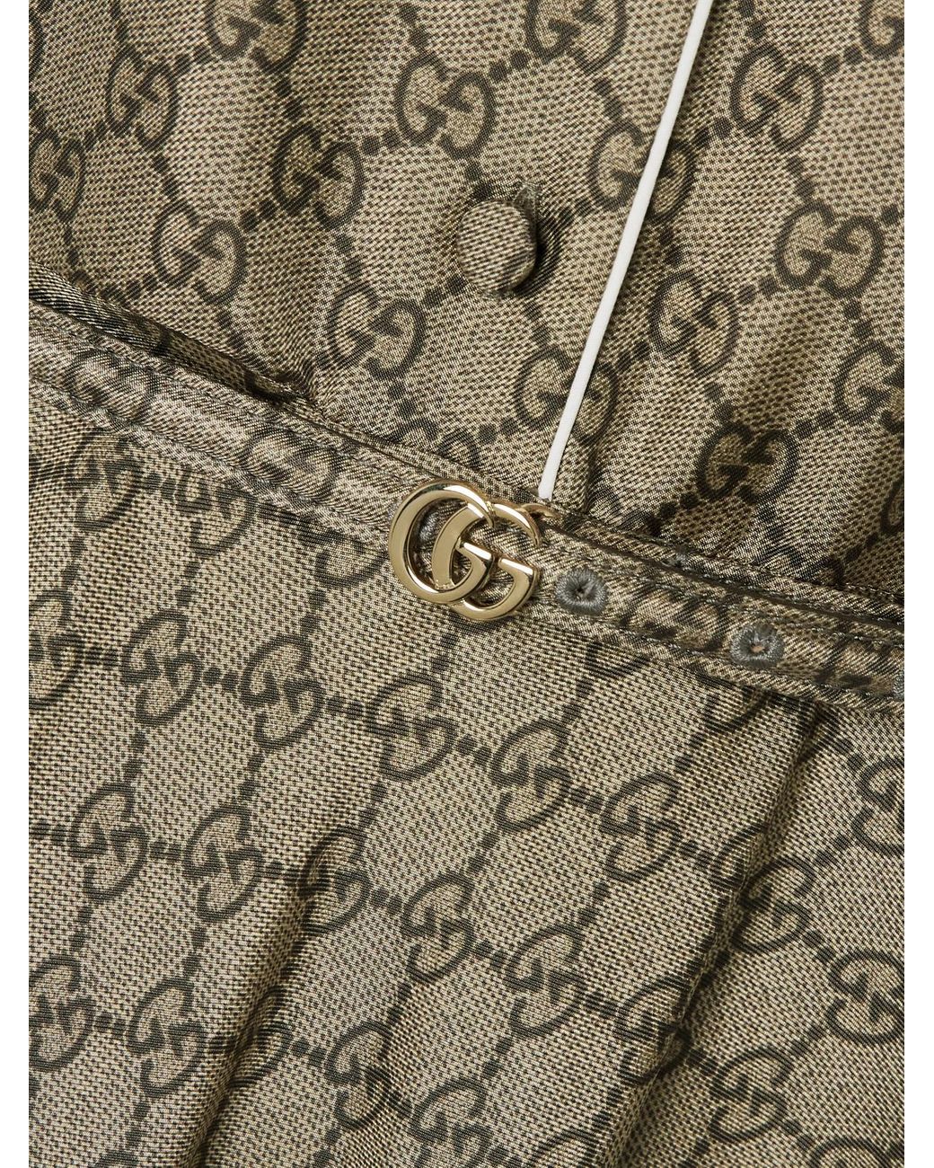 Gucci Natural Belted Piped Printed Silk-Twill Midi Shirt Dress