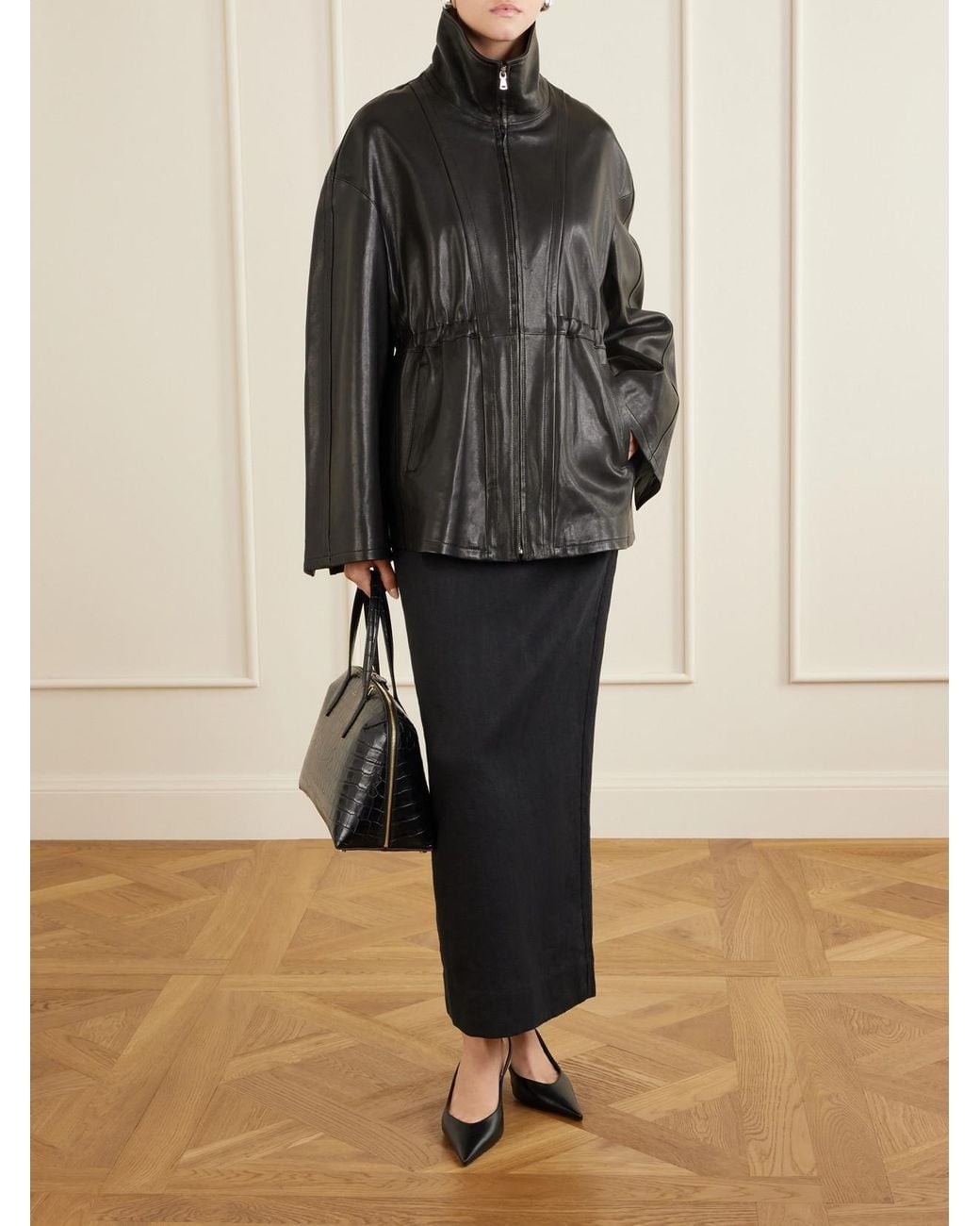 Nour Hammour Black Passage Leather Jacket