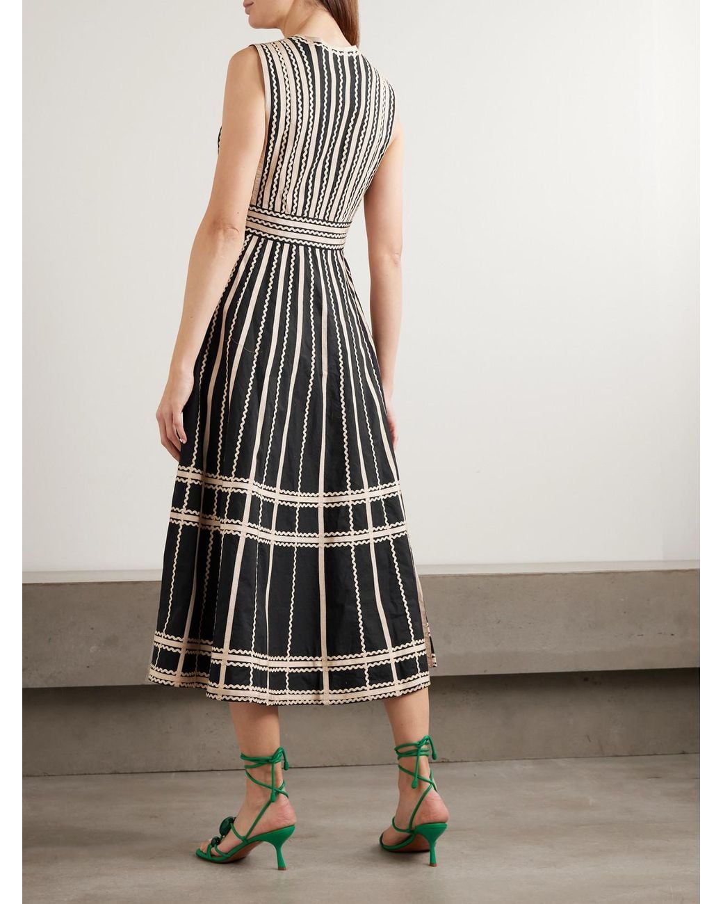 Ulla Johnson White Palermo Ricrac And Grosgrain-Trimmed Cotton-Poplin Midi Dress