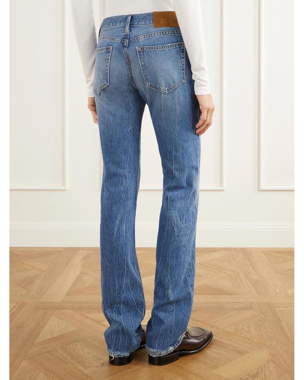 ÉTERNE Blue Chevy Low Rise Straight Jeans