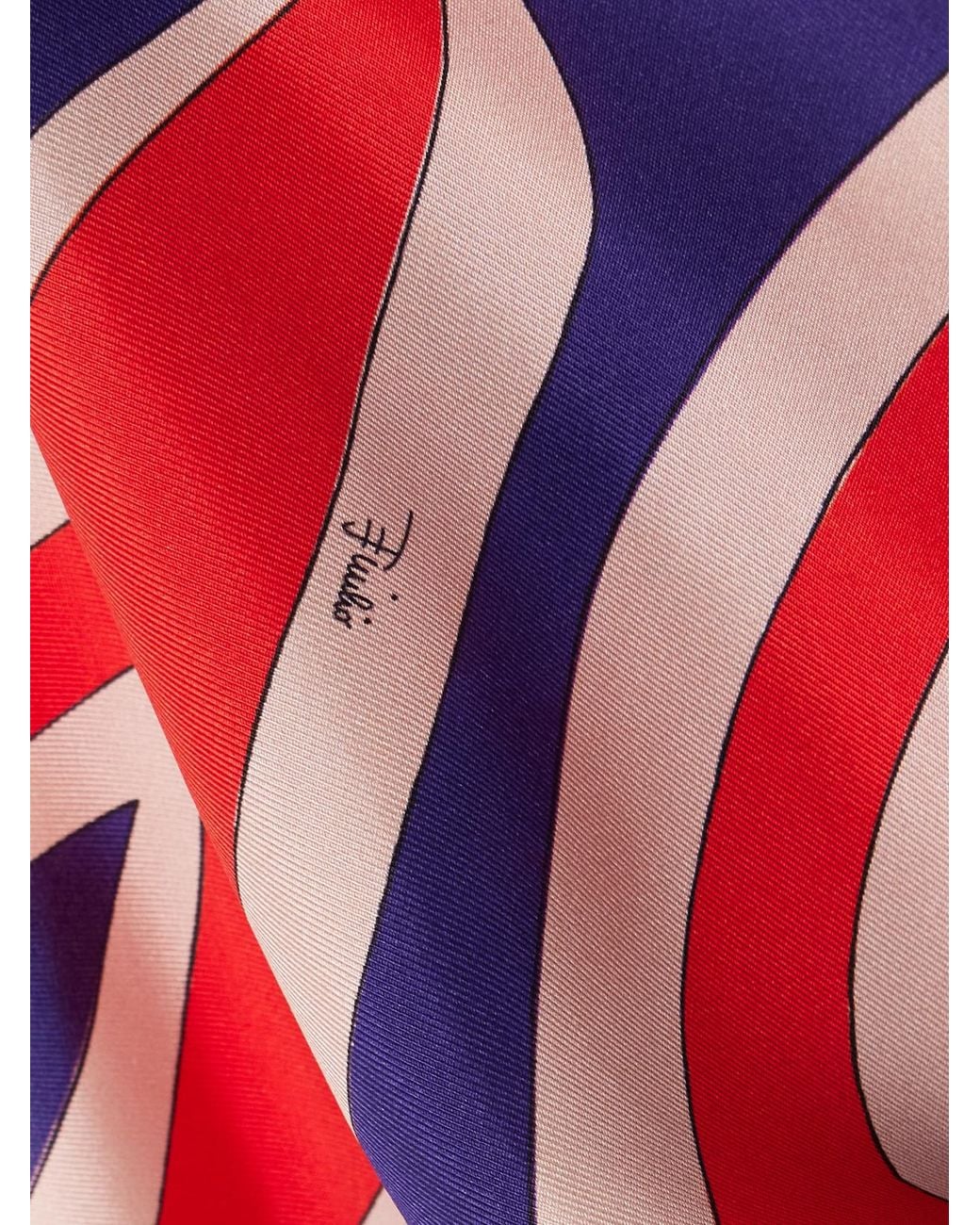 Emilio Pucci Red Printed Silk-Twill Halterneck Top