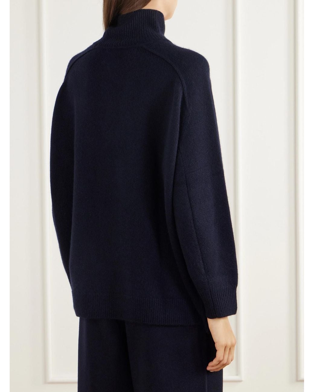 Allude Blue Cashmere Turtleneck Sweater