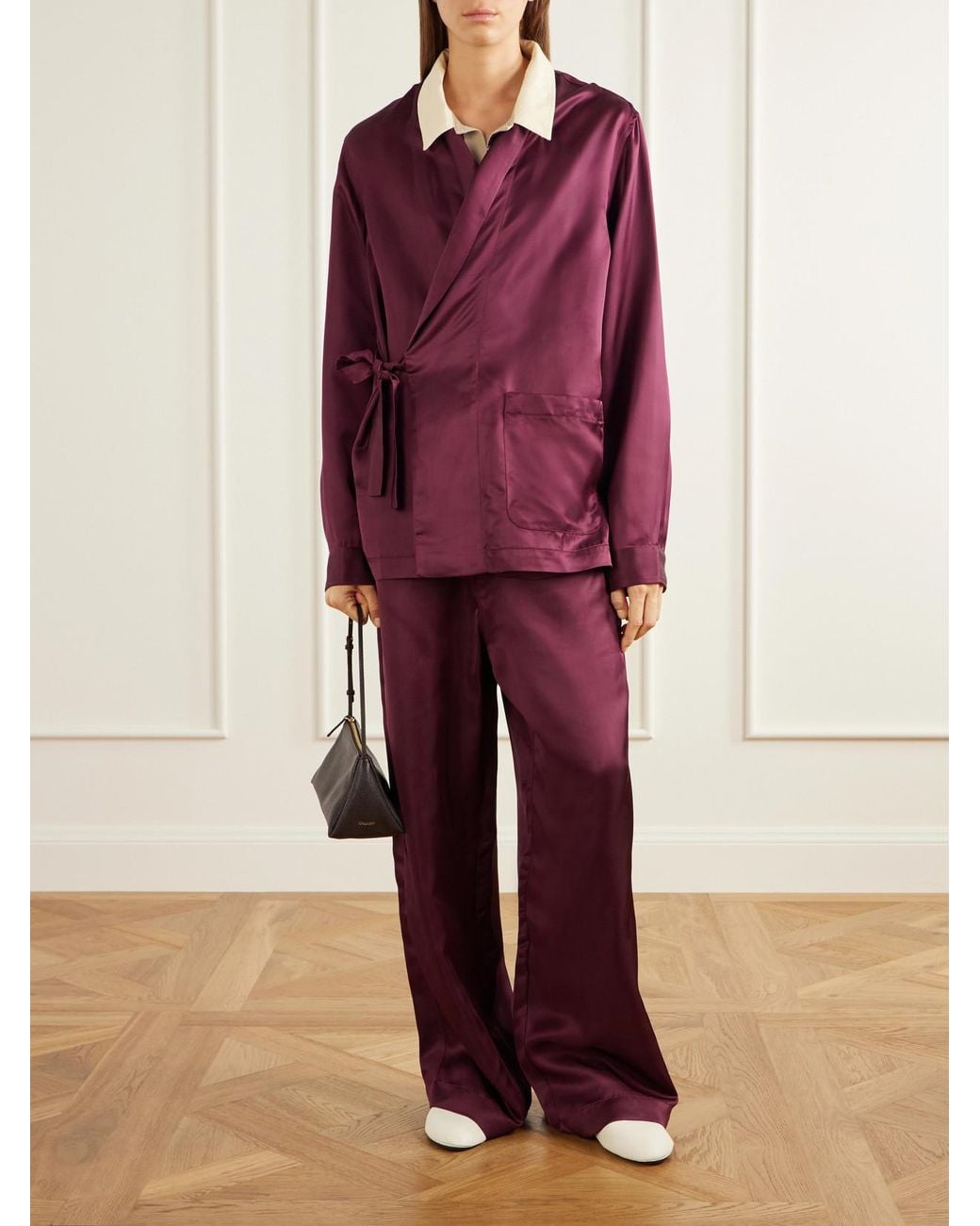 Sanderlak Purple Satin Wide-Leg Pants