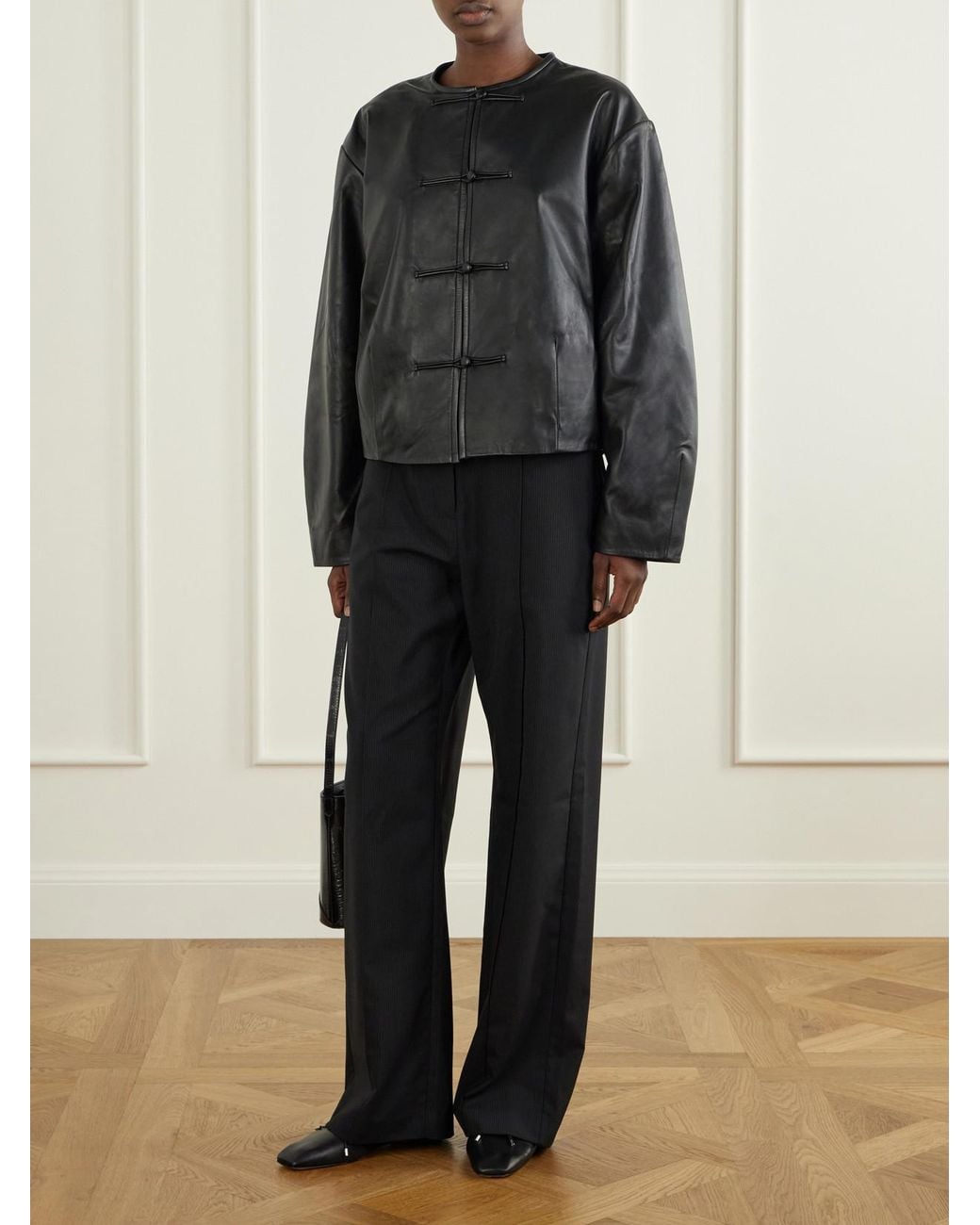 St. Agni Black Tang Leather Jacket