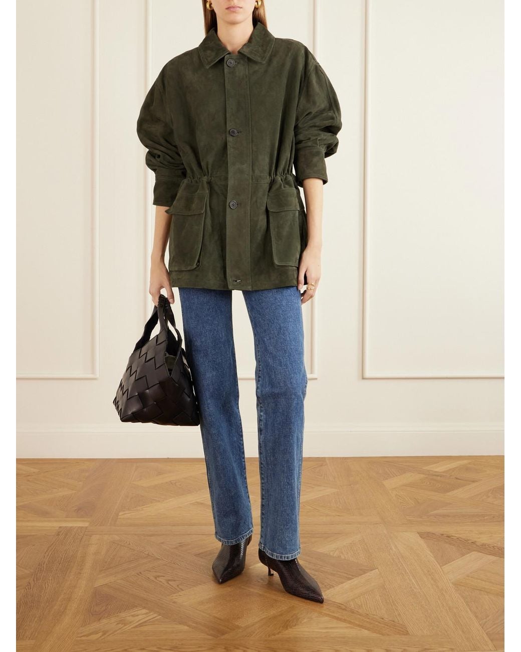 Arma Green Maeve Paneled Suede Jacket