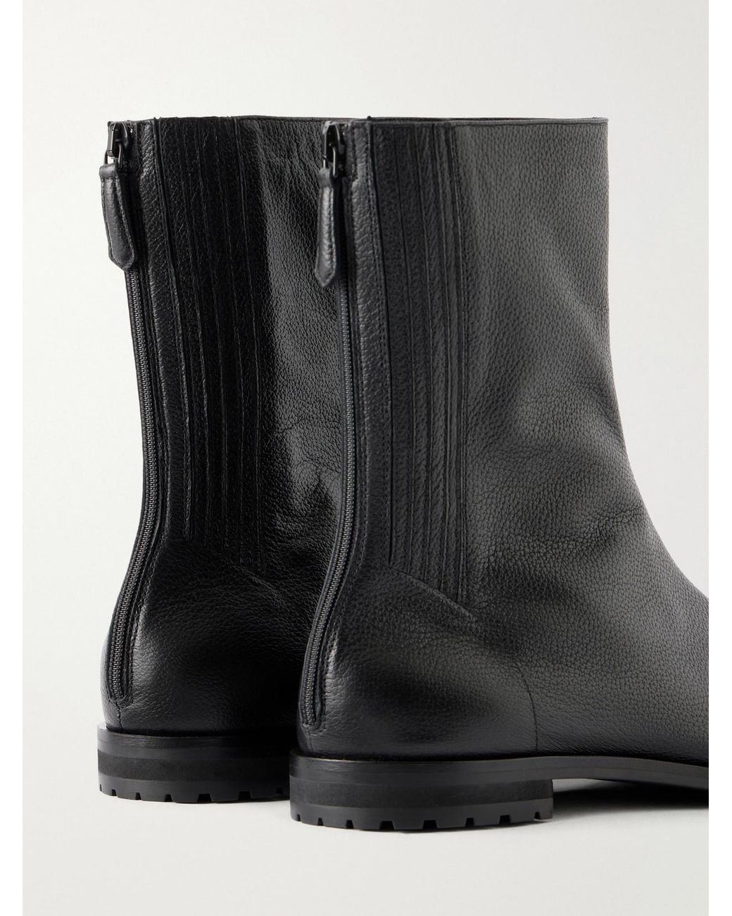Aquazzura Black Saint Honore Full-Grain Leather Ankle Boots