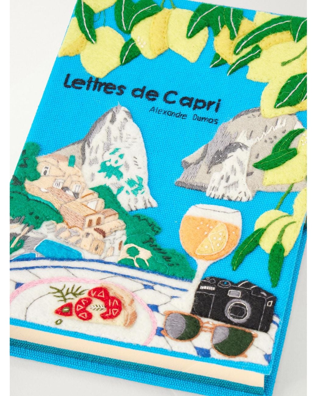 Olympia Le-Tan Blue Lettres De Capri Embroidered Canvas Clutch