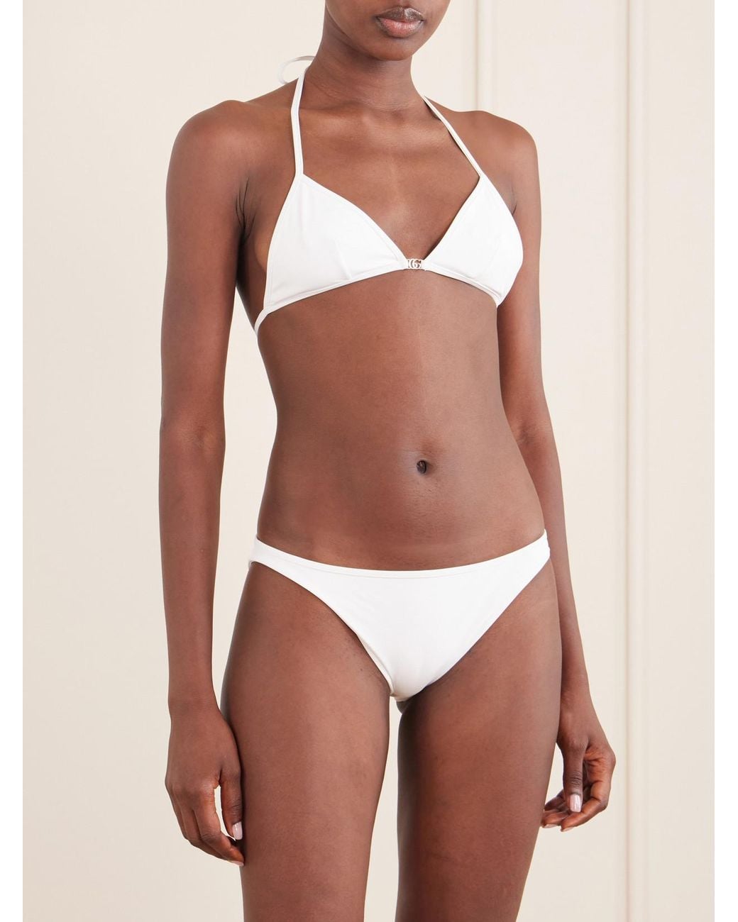 Gucci White Logo-Embellished Bikini