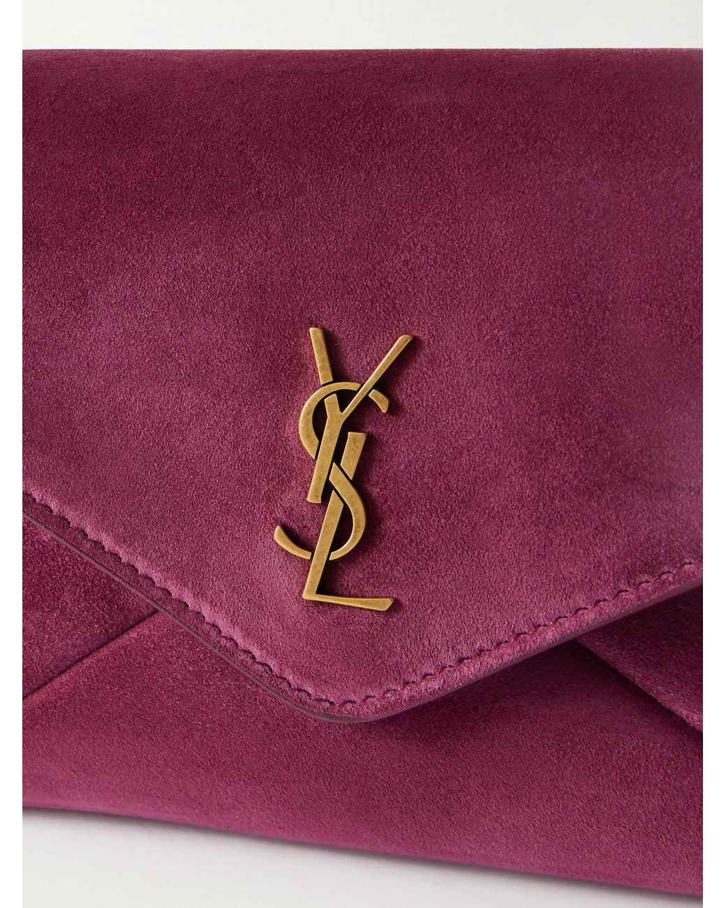 Saint Laurent Purple Cassandre Suede Shoulder Bag