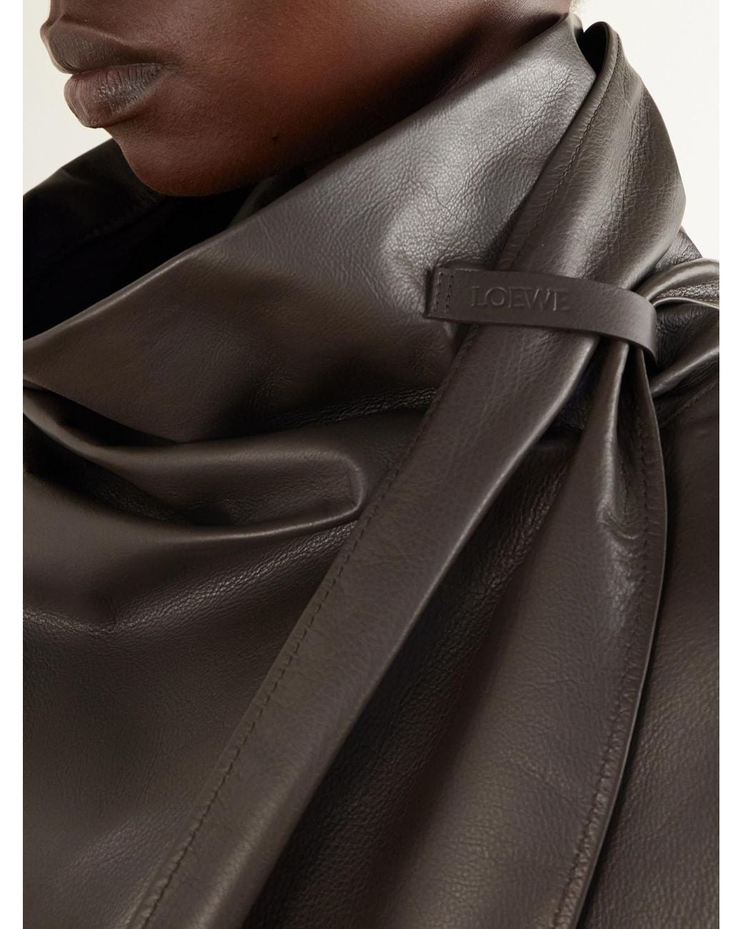 Loewe Black Scarf-Detailed Leather Jacket