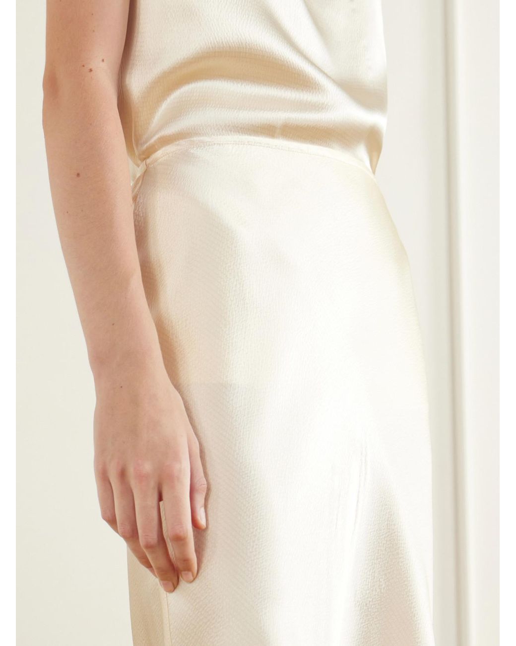 FFORME White Cori Satin Midi Skirt
