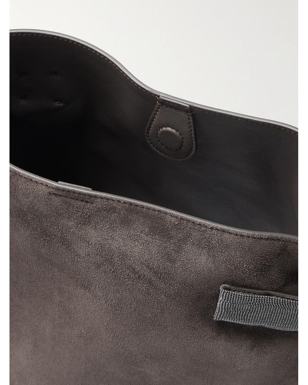 Brunello Cucinelli Black Bead-Embellished Suede Shoulder Bag