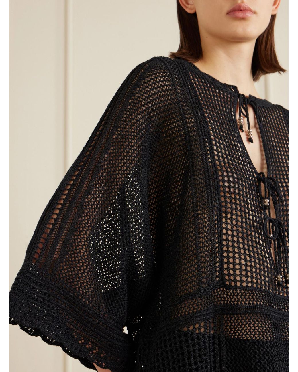Isabel Marant Black Metina Crocheted Cotton-Blend Mini Dress