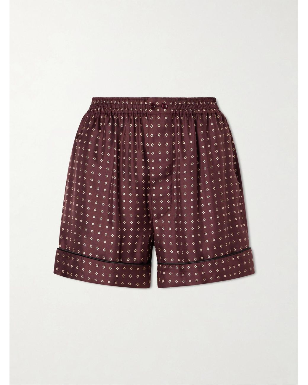 Saint Laurent Red Printed Silk-Twill Shorts