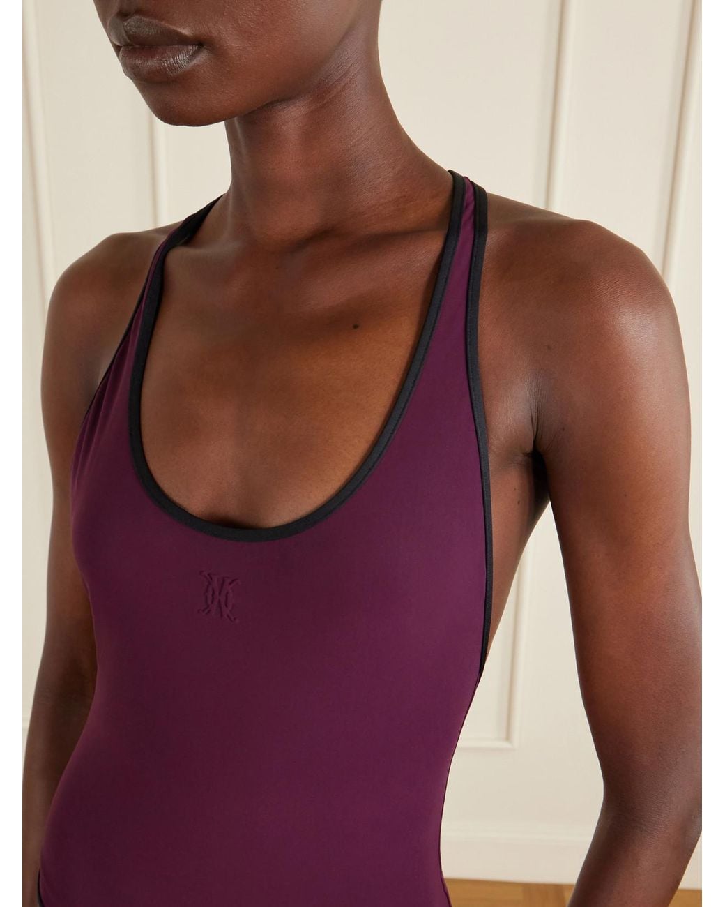 Kiki de Montparnasse Purple Two-Tone Piped Swimsuit