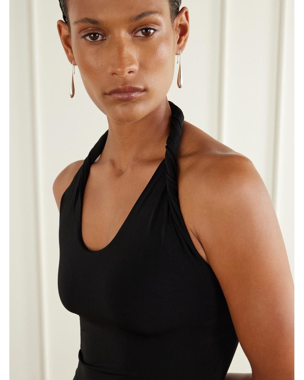 TOVE Black Eleanor Stretch-Jersey Halterneck Midi Dress