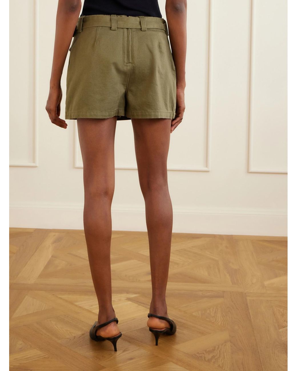 Self-Portrait Green Belted Denim Mini Skort