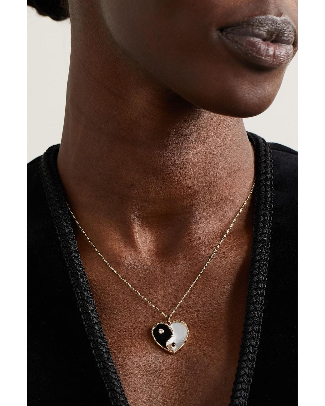 L'Atelier Nawbar Natural Yin Yang 18-Karat Multi-Stone Necklace