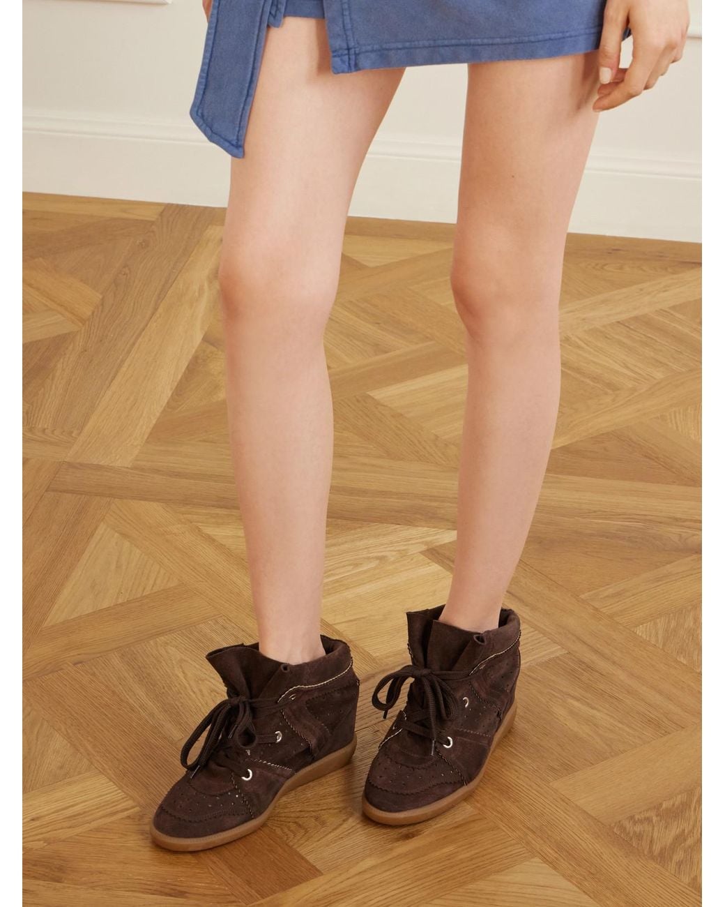 Isabel Marant Brown Bobby Suede Wedge Sneakers