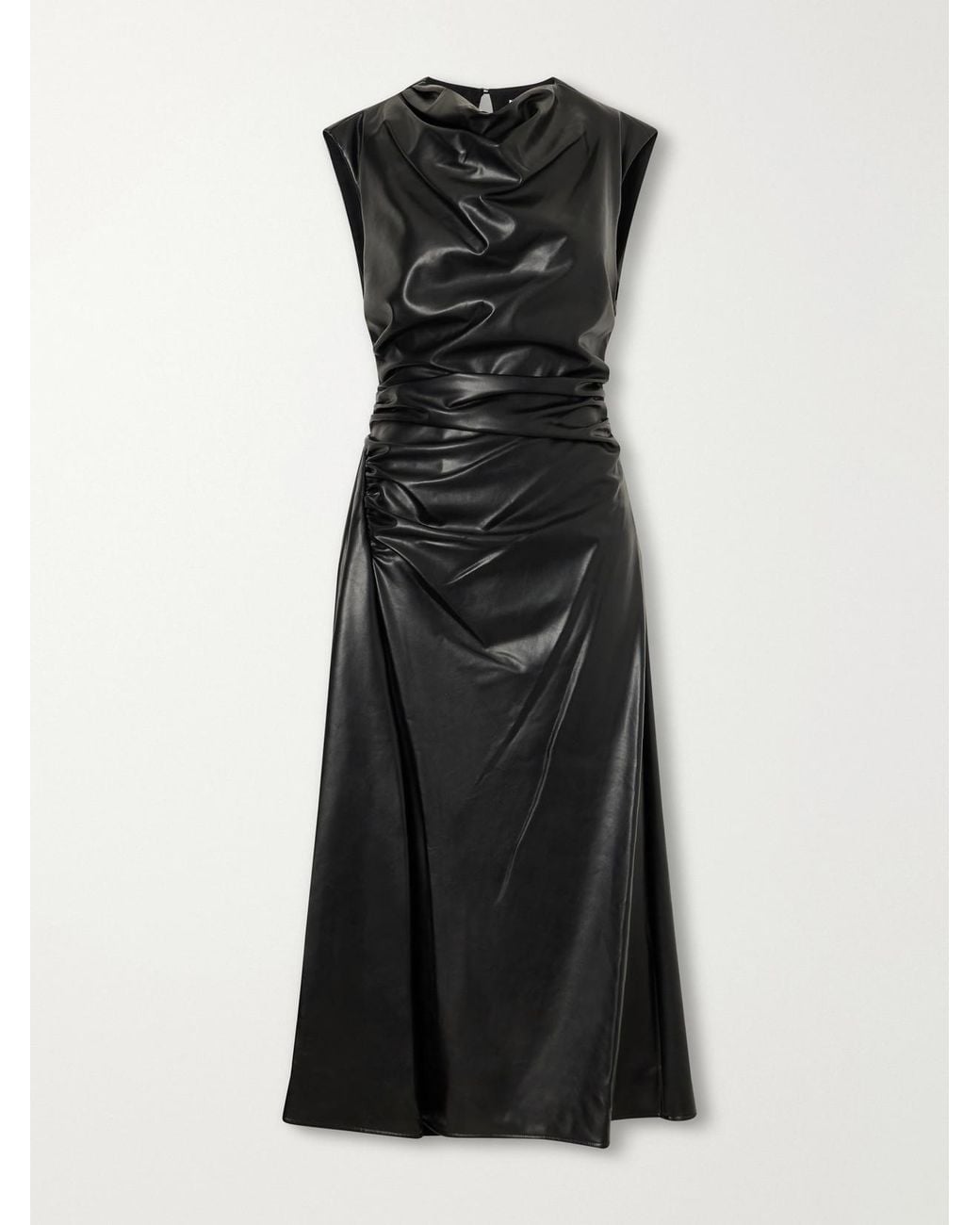 Jonathan Simkhai Black Burke Draped Glossed Midi Dress