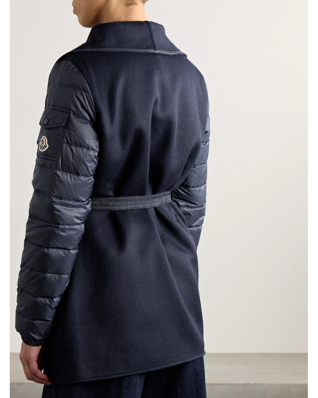 Moncler Blue Wool-Blend Felt And Quilted Shell Down Jacket