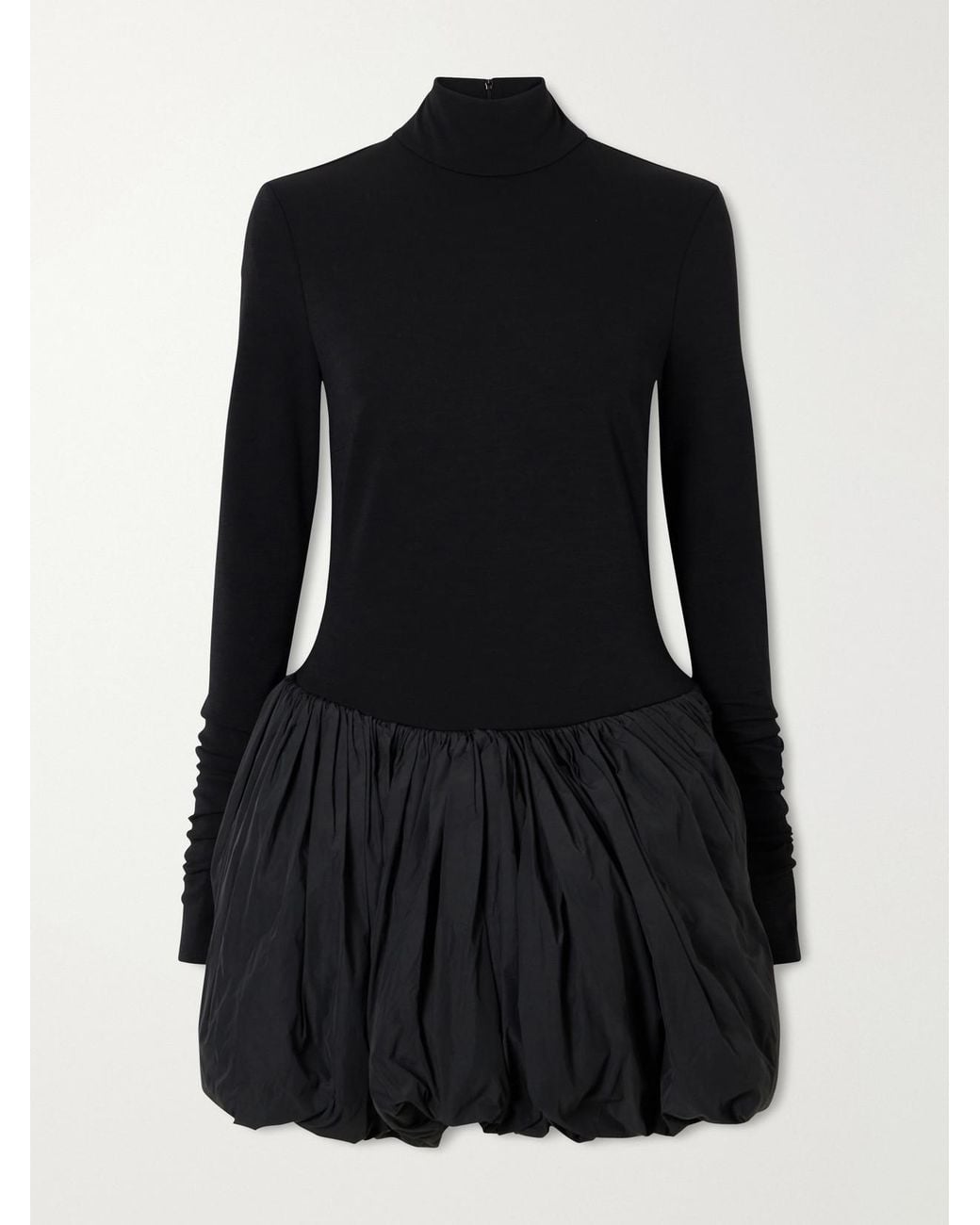 Magda Butrym Black Wool-Blend Jersey And Shell Balloon Mini Dress