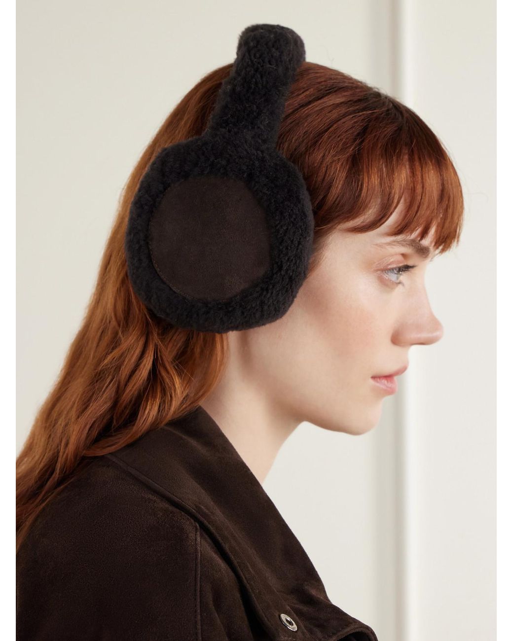 Yves Salomon Black Shearling Earmuffs