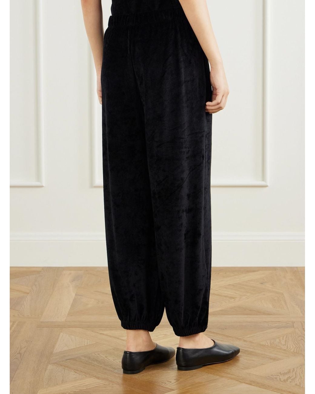 Suzie Kondi Black Paxos Velour Tapered Track Pants