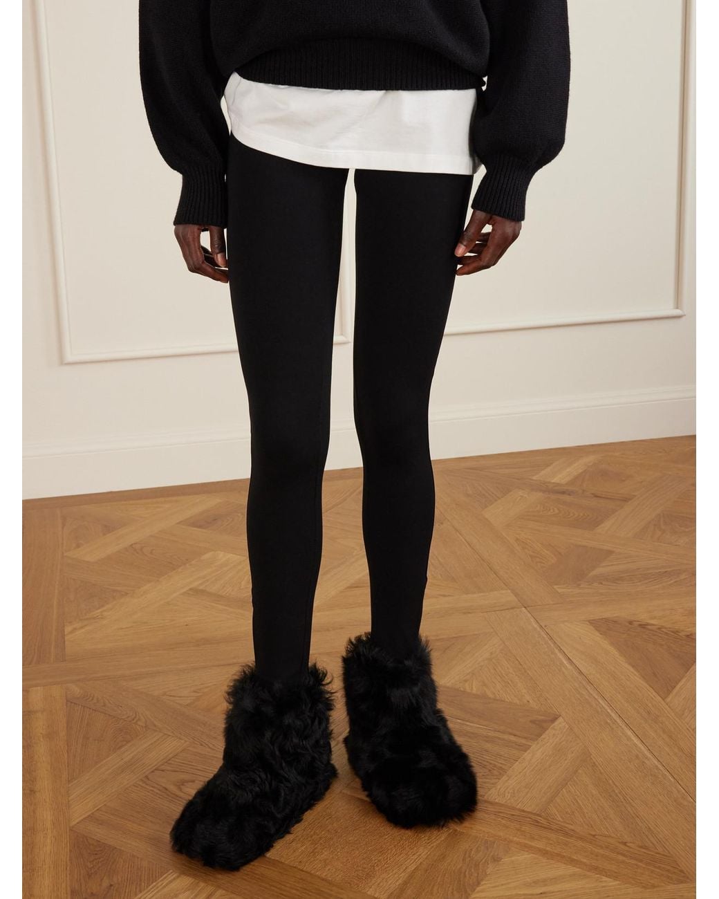 Christen Black Big Boot Shearling Ankle Boots