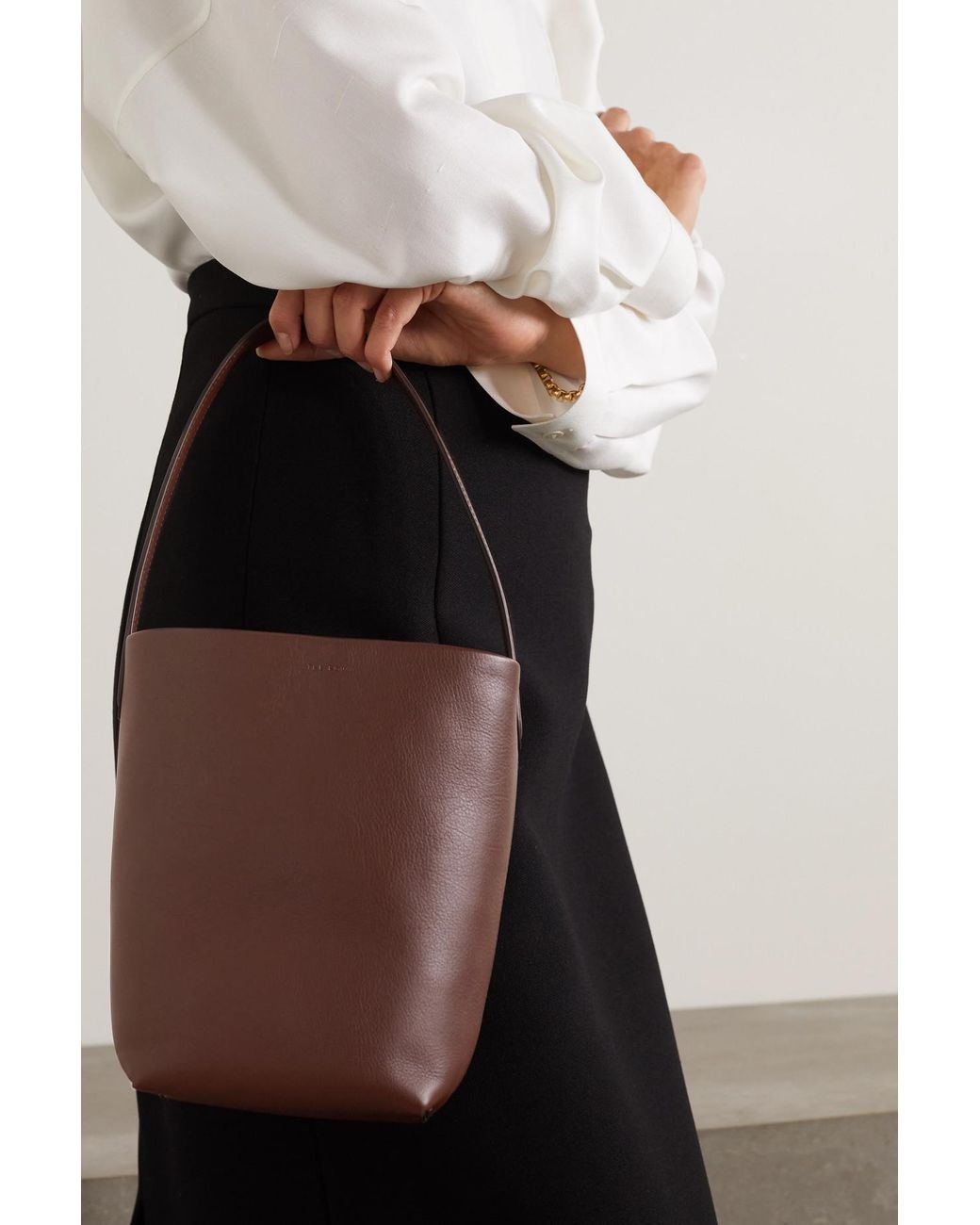 The Row N/s Park Small Textured-leather Tote in Brown | Lyst