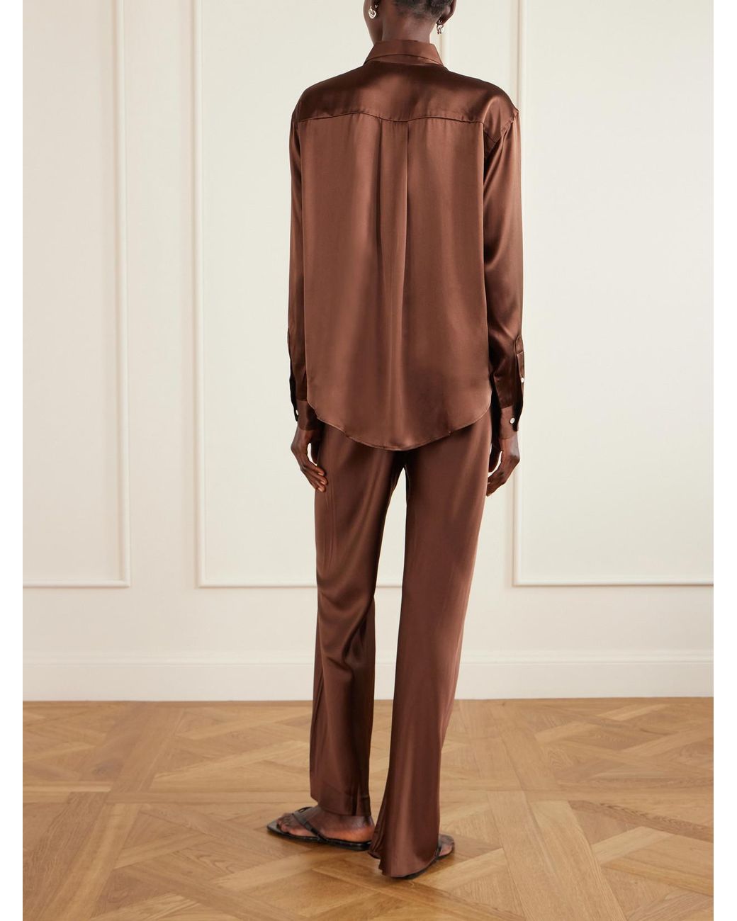 Comme Si Brown La Classica Silk-Charmeuse Shirt