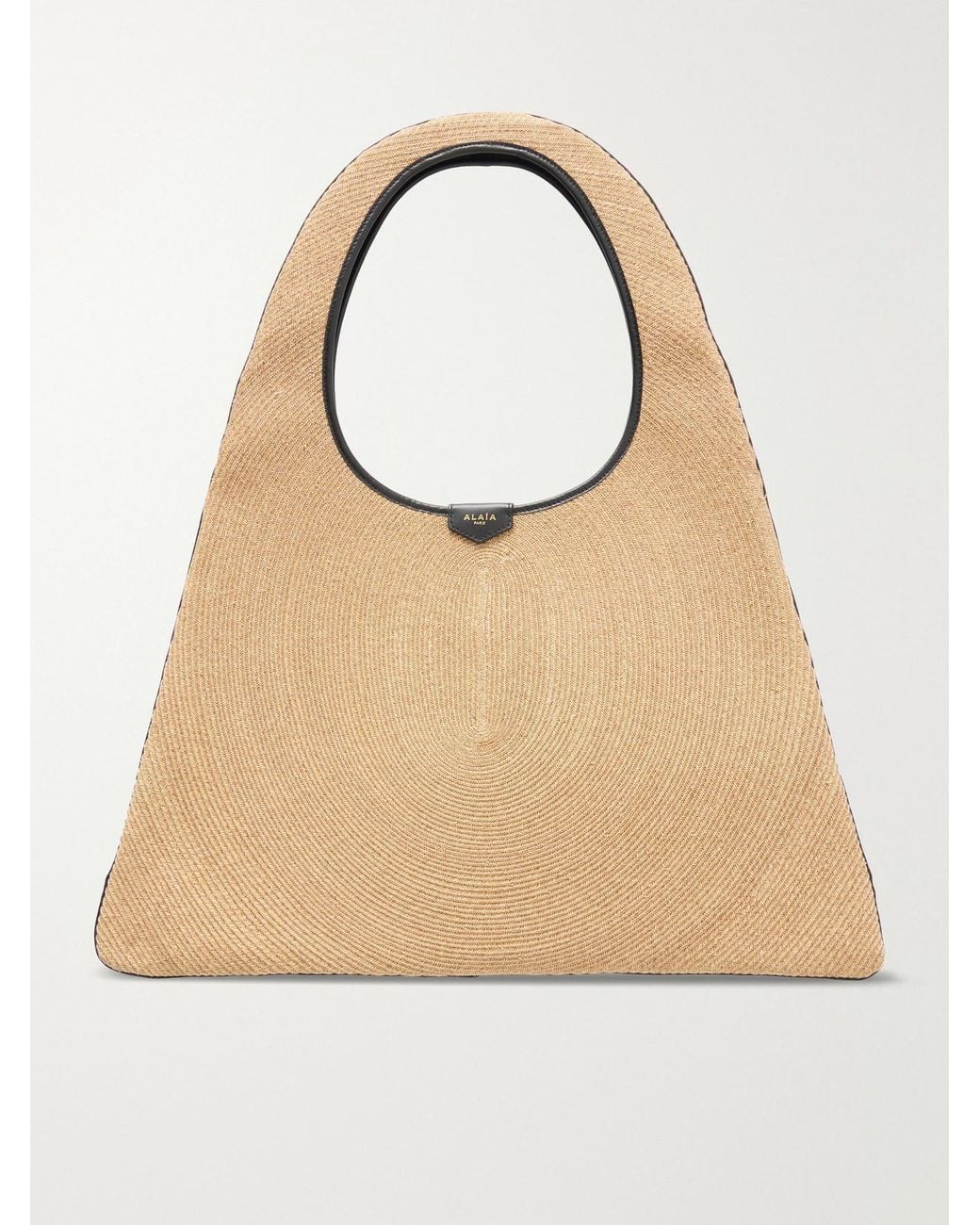 Alaïa Natural Leather-Trimmed Paper Straw Shoulder Bag