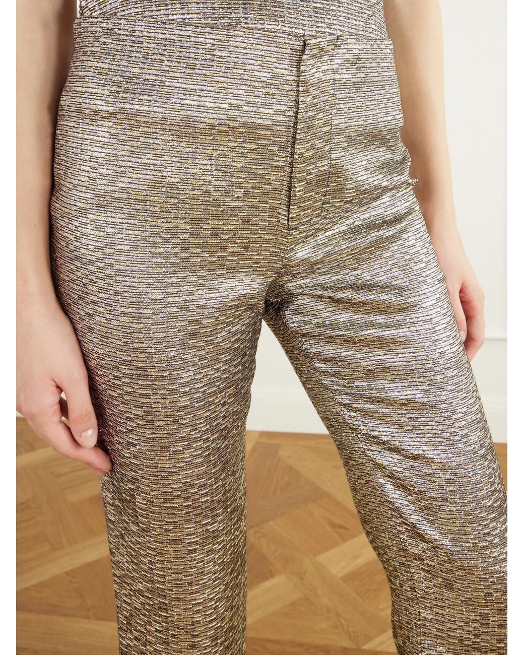 LIBEROWE Natural Lillian Textured Metallic Jacquard Slim-Fit Pants