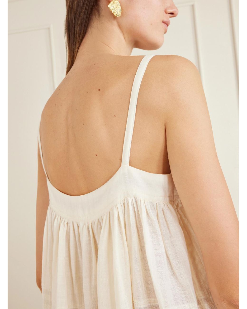 Lemlem White Eda Striped Cotton-Gauze Midi Dress