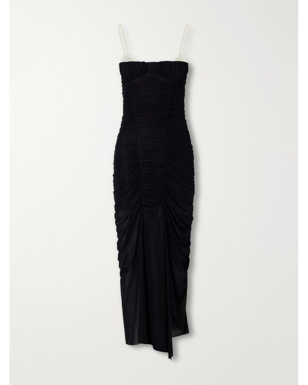 Maygel Coronel Black Liturgia Ruched Jersey Maxi Dress