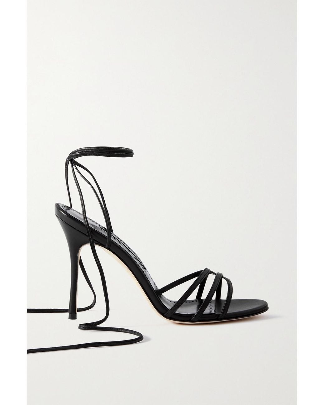 Manolo Blahnik White Leva 105 Leather Sandals
