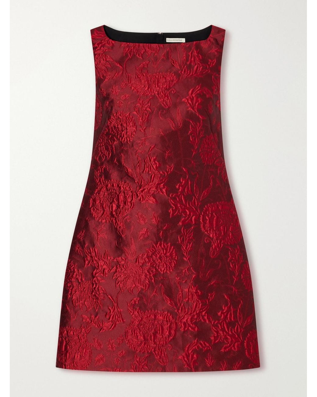 Emilia Wickstead Red Rifer Floral-Cloqué Mini Dress