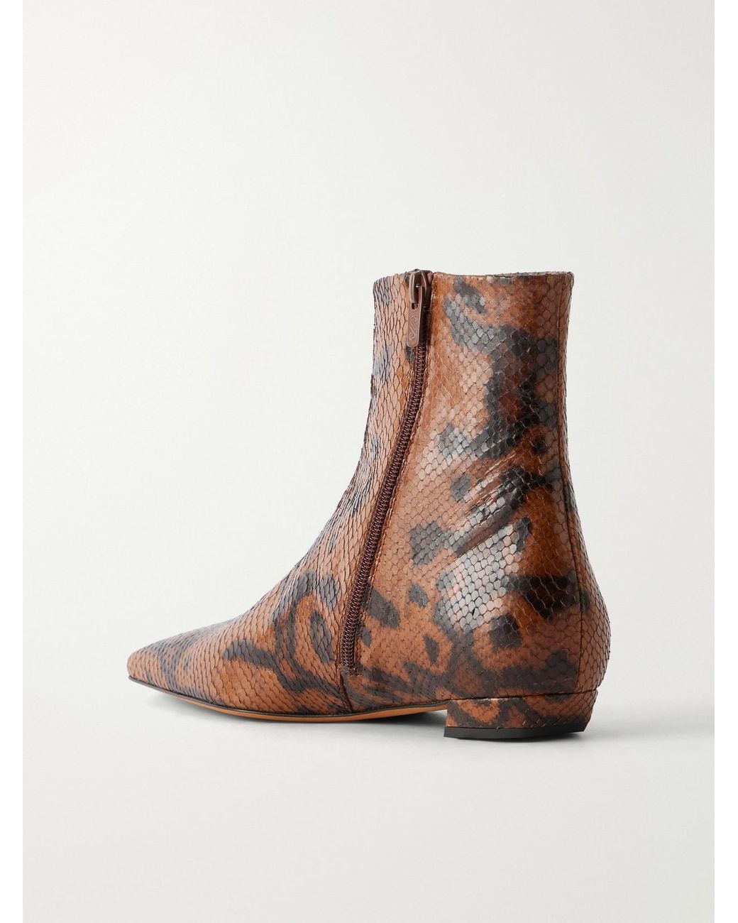 Proenza Schouler Brown Trap 20 Snake-Effect Leather Ankle Boots