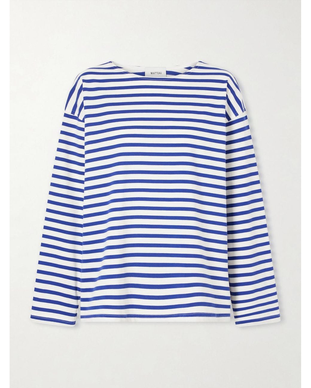 Matteau Blue Breton Striped Cotton-Jersey T-Shirt