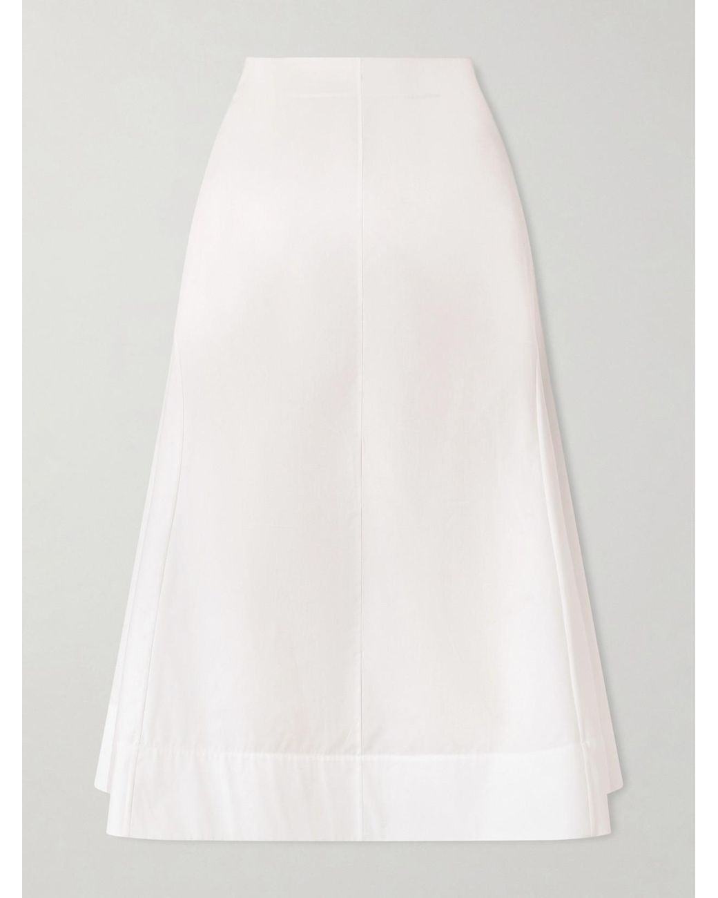Khaite White Artin Paneled Cotton-Poplin Midi Skirt