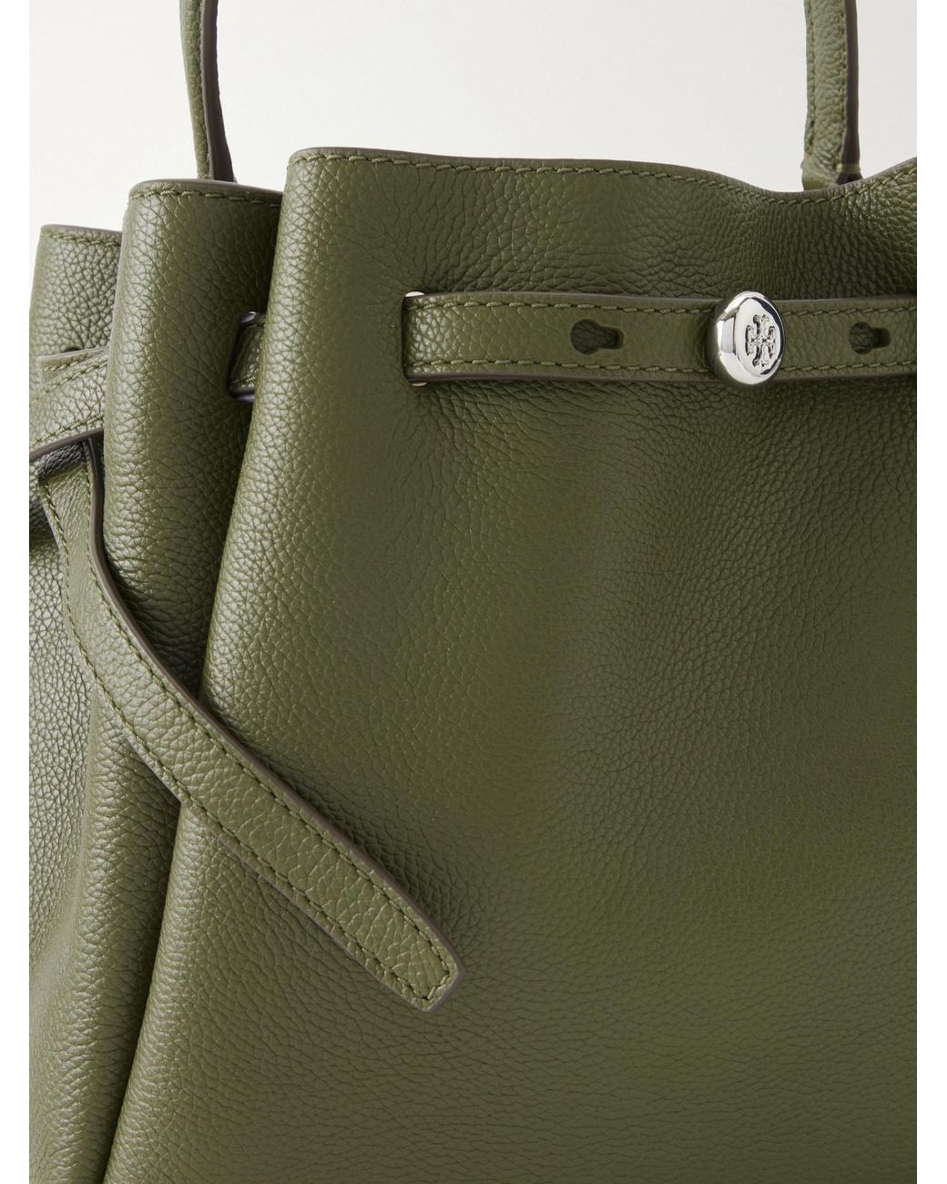 Tory Burch Green Romy Leather Bucket Bag