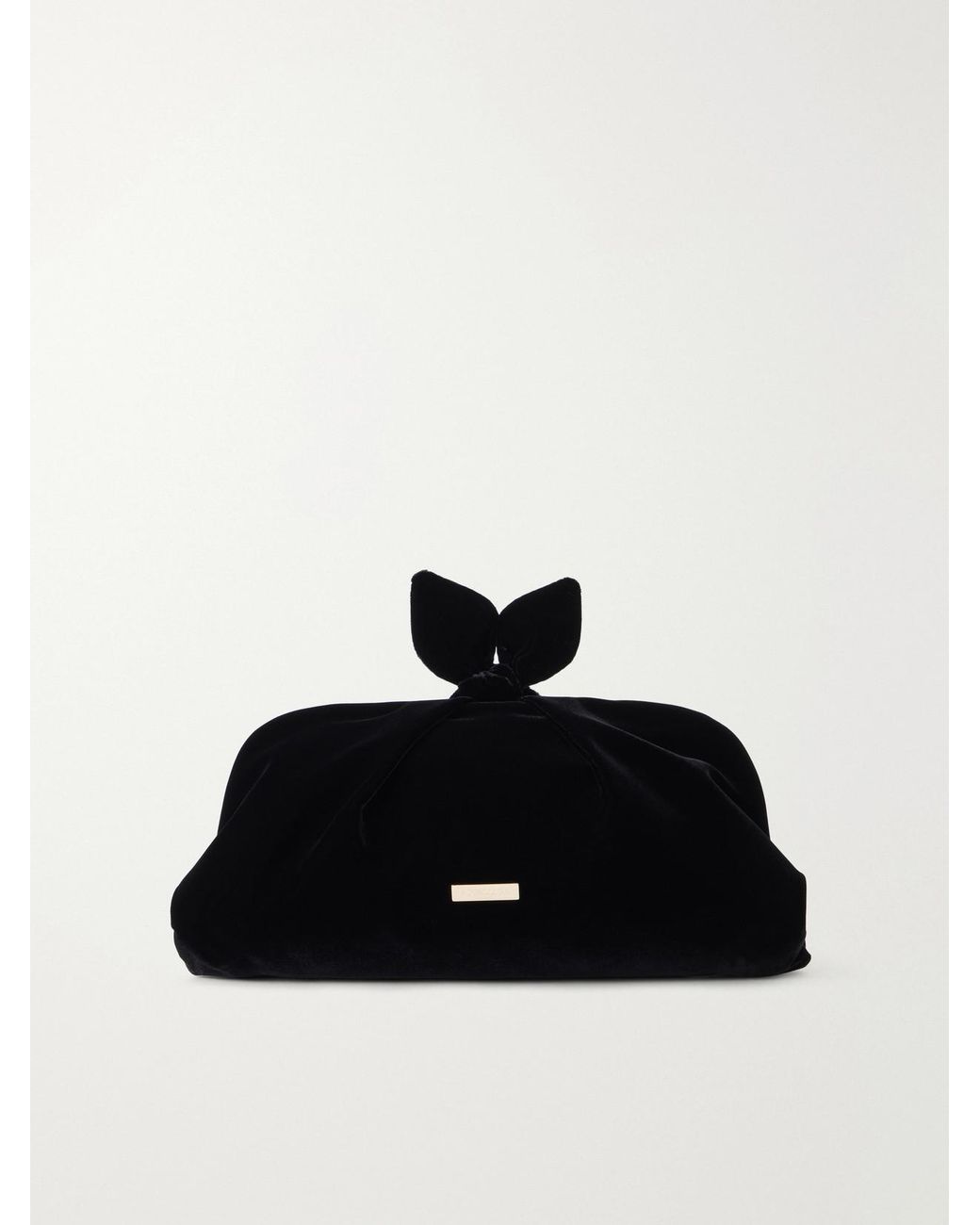 Aquazzura Black Bow Tie Velvet Clutch
