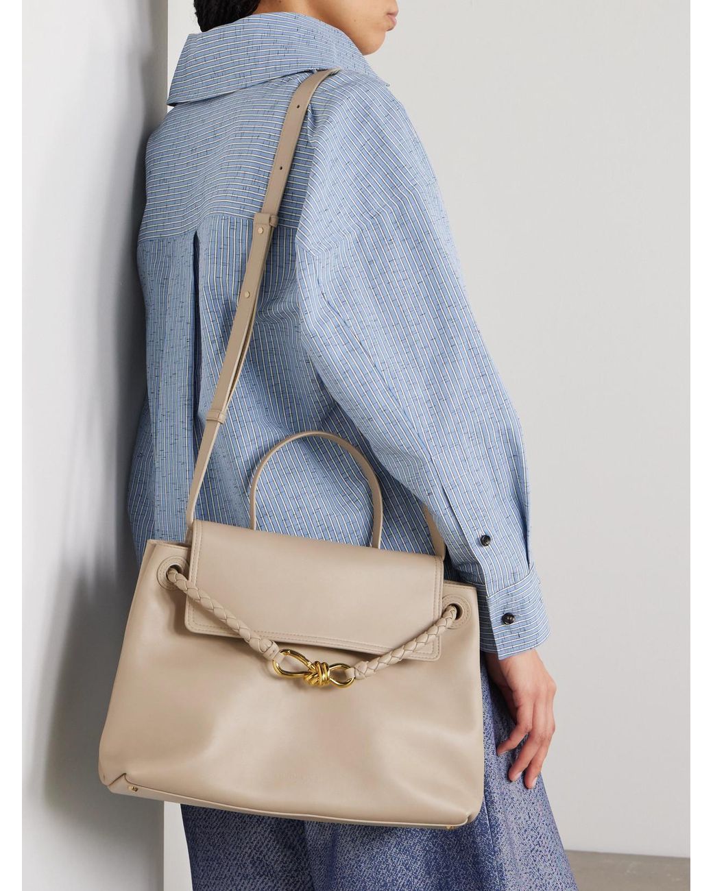 Bottega Veneta Natural Ciao Ciao Medium Intrecciato Leather Top-Handle Bag