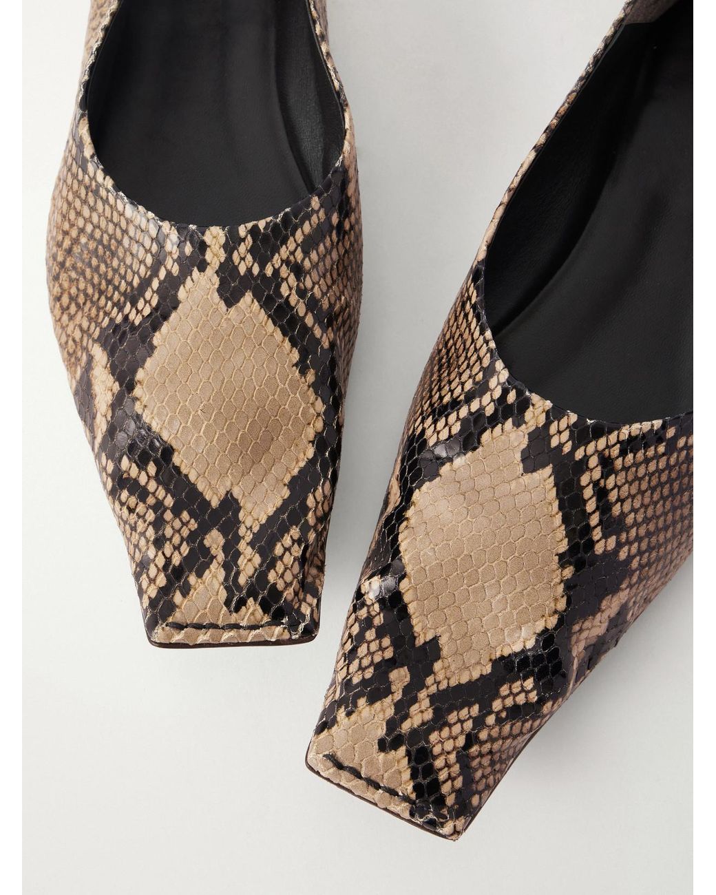 Khaite Natural Marlene Snake-Effect Leather Ballet Flats