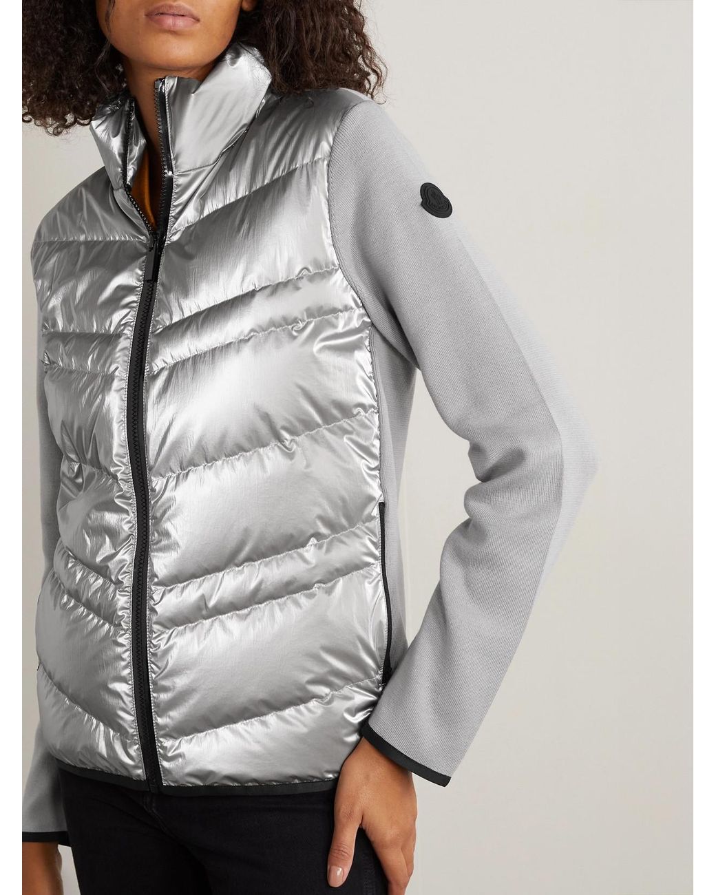 Moncler Gray Paneled Wool-Blend And Quilted Shell Down Jacket
