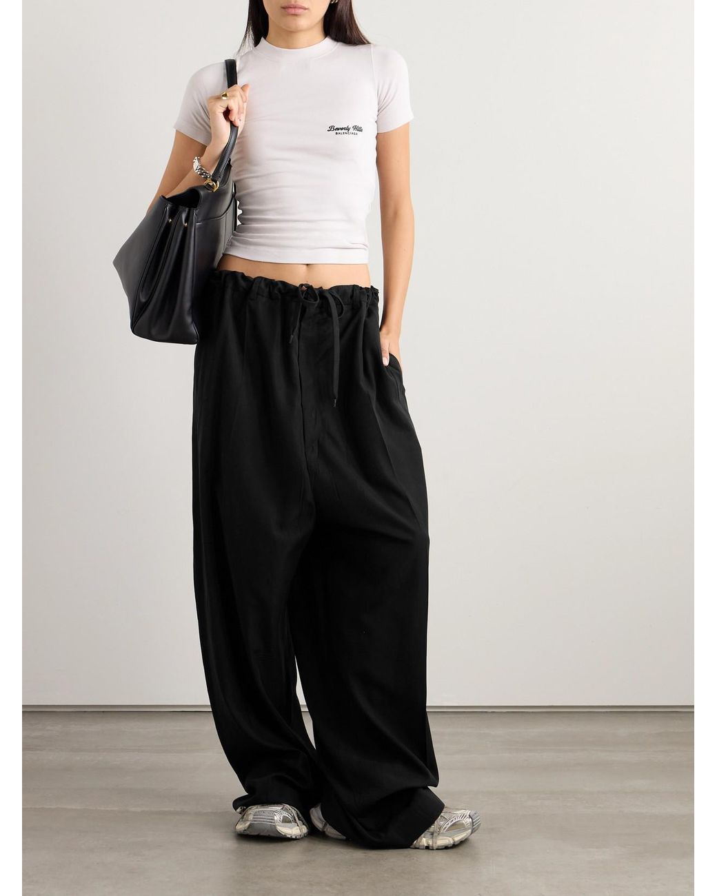 パンツ Balenciaga Black Lyocell Wide-Leg Pant balenciaga-Black-Lyocell-