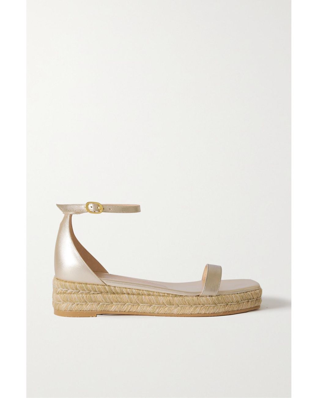 Stuart Weitzman Nudistcurve Metallic Leather Espadrille Platform